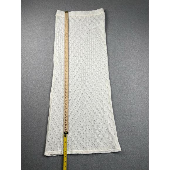 Billabong Midi Skirt M White Crochet Open Knit Semi Sheer Pull On Coverup Beach - Picture 13 of 16
